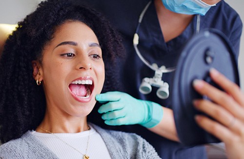A woman at a cosmetic dentistry consultation